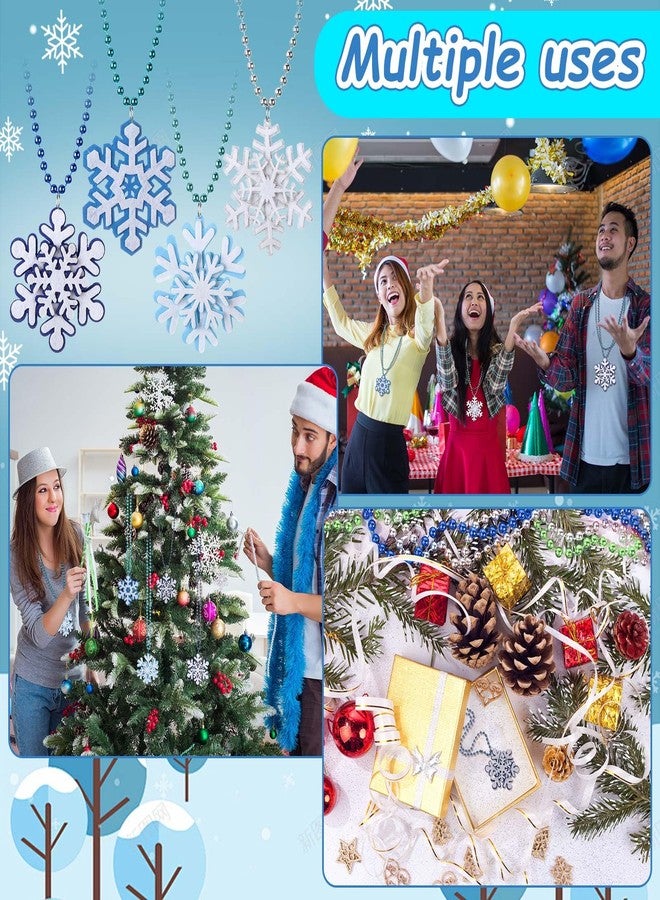 Knitgrip Christmas Snowflake Necklaces Bulk Winter Party Snowflake Beads Necklaces Princess Necklace Accessories Party Favors Stocking Stuffers Supplies for Women and Men,40 sets - Image 5